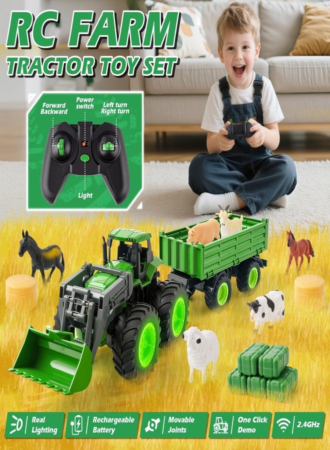 BAYSING Remote Control Tractor Toy, Kids RC Tractor Set with Truck & Trailer and Light/Loading/8 Wheel, 2.4 Ghz RC Farm Vehicle Toys, Animal Farm Kids Toy for 3 4 5 6 7 8 9 Year Old Boys Girls Birthday Gift - Image 2